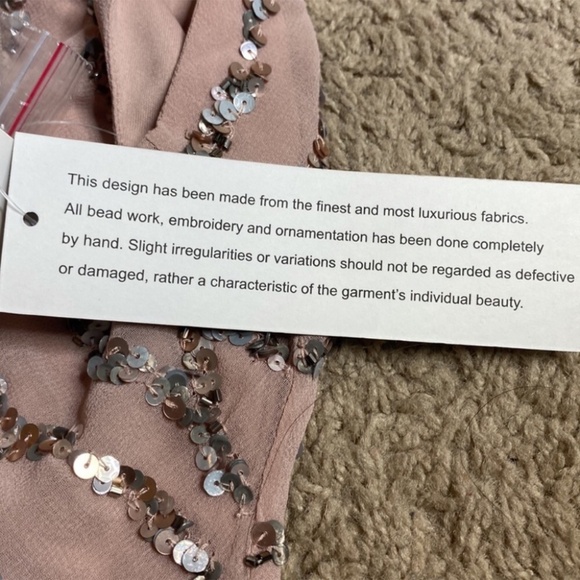 Aidan Mattox Blush Pink Sequin Short Sleeve Dress US 2 New with Tags - Picture 11 of 14